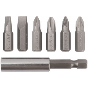 Биты набор 6 шт, CrV 25 мм + адаптер 57660