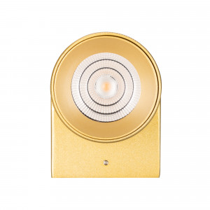 Светильник SP-SPICY-WALL-S115x72-6W Day4000 (GD, 40 deg) 033581, Настенный светильник со свечением в верхнюю или нижнюю полусферу. Мощность 6 Вт, св. поток 400 лм, 60 лм/Вт, дневной 4000 K, CRI>90, угол 40°, напряжение питания 230 В. Золотистый фигурный корпус из алюминия, степень защиты IP20. Размер: длина 110 мм, шир