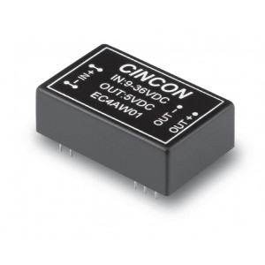 EC4AW06HM, Преобразователи постоянного тока в постоянный с изоляцией DC-DC Converter, 5 to 6 Watt, 4:1 Input Range, 9-36VDC Input, +/-12VDC Output, Adjustable Output, DIP 1.25x0.80x0.40"