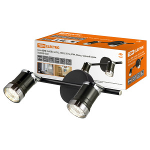 Спот СНС 2х50Вт, GU10, 230 В, 50 Гц, IP44, Юкка, черный/хром SQ0358-0221