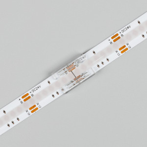 Коннектор COB-RGB-10mm-4pin-STS 039257, Одиночный коннектор для соединения 2-х отрезков открытых IP20 COB лент RGB и MIX свечений, шириной 10 мм. Материал - прозрачный пластик. Обеспечивает соединение без видимых разрывов. Максимальный допустимый ток 3 А, номинальное напряжение 24 В