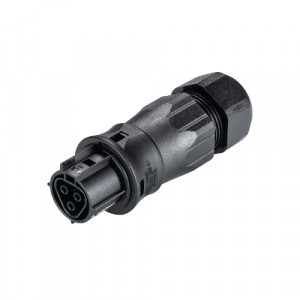 Розеточный разъем на кабель RST20I3S B1 ZR3 SW, Розеточный разъем на кабель диам. 13-18 мм, IP68(69k), 3 полюса, винтовая фиксация провода, номинальные характеристики: 250/400V, 20A, цвет: черный, серия RST Classic