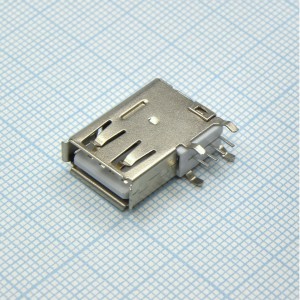 USB A FRR, Разъем USB тип А, розетка на плату угловая, 4 контакта  2.0