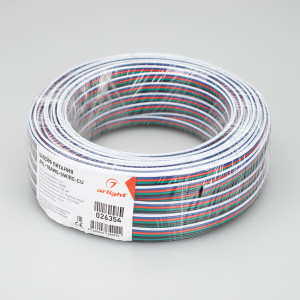 Шлейф питания ARL-18AWG-5Wire-CU 026354, Шлейф для питания и управления мультицветными (RGBW) светодиодными лентами. 5 проводников, калибр проводника 18AWG, сечение проводника 0.84 мм2, проводник из луженой меди, внешняя оболочка из ПВХ белого, синего, красного, зелёного и чёрного цветов