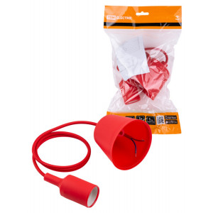 Патрон пластиковый Е27 с подвесом 1 м, красный SQ0335-0063