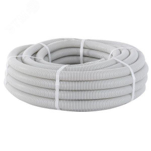 Труба гофр. ПВХ с протяжкой d25 мм (10 м) серая Plast tg-z-25-10m