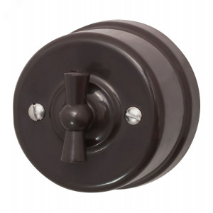 Выключатель поворотный 2-кл. ОП Лизетта 10А IP20 ретро 4 полож. ABS-пластик корич. B1-202-22