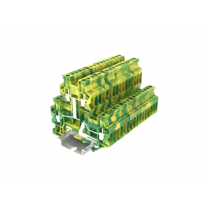 Заземляющая клемма TUD2.5-2-PE, Заземляющая этажная клемма, 2 этажа, тип фиксации провода: винтовой, номинальное сечение: 2,5 мм кв., ширина: 5,2 мм, цвет: желто-зеленый, тип монтажа: DIN35