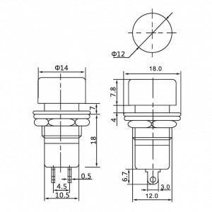 Выключатель-кнопка 250V 1А (2с) ON-OFF красная (PBS-16А) 36-3060