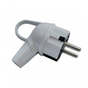 Вилка электрическая с заземл. 16А 220В бел. с кольцом 10037