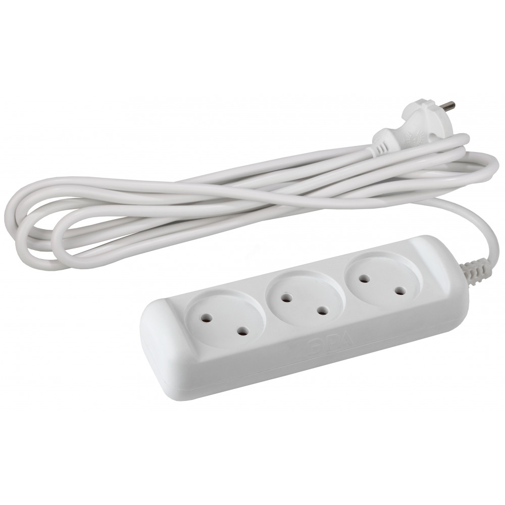 Изображение товара Удлинитель 3х5м без заземления IP20 10А белый Эра U-3-5m-2х1