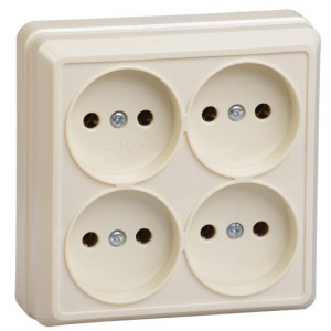 РС24-2-ОК Розетка 4местн. без з/к 10А откр.уст. ОКТАВА (кремовый) ERO40-K33-10-DC