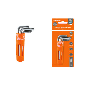 Набор ключей "TORX" с отверстием 7 шт: T9-T30 (круглый держатель в блистере), CR-V сталь "Алмаз" SQ1021-0101