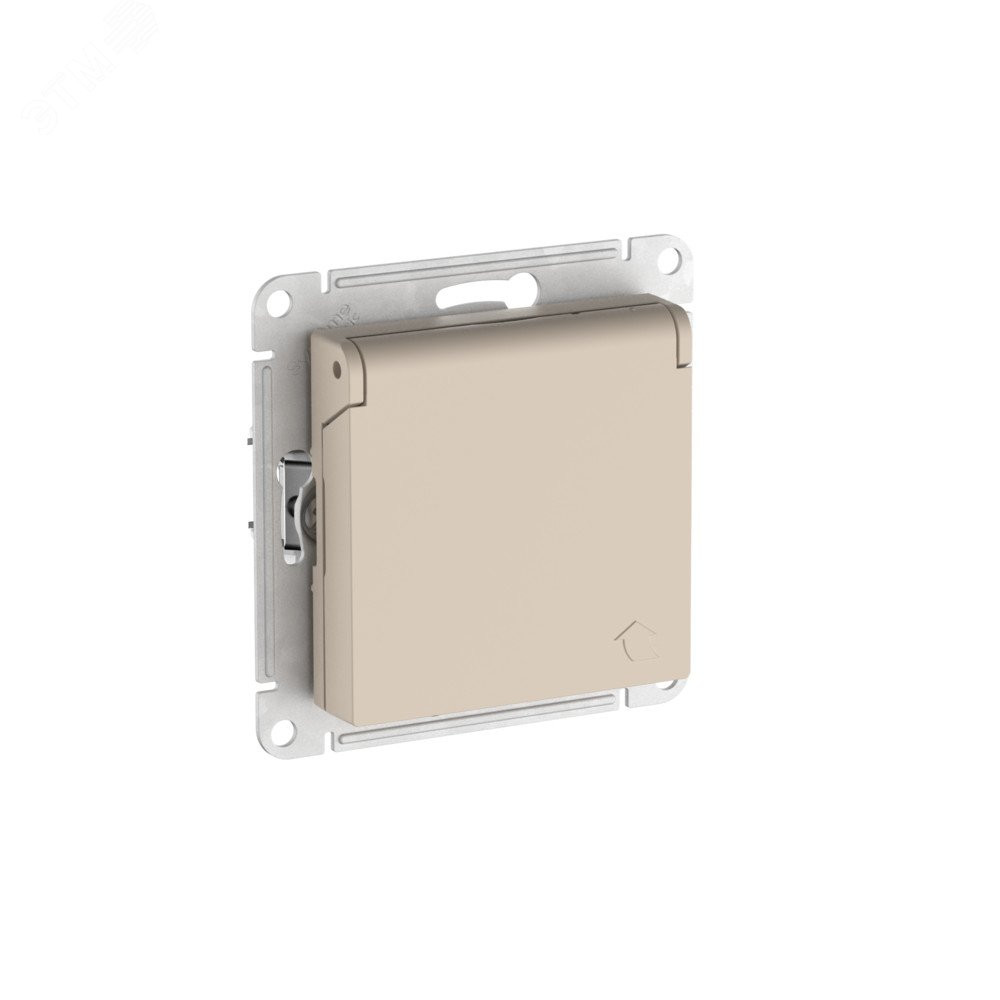 Изображение товара ATLASDESIGN Розетка с заземлением и крышкой 16А IP20 бежевый
