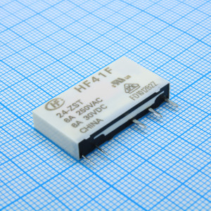 HF41F/24-ZST, Сверхминиатюрное силовое реле серия HF41F 6А одна группа на переключение катушка 24В