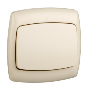 РОНДО С/У 1-клавишный ВЫКЛЮЧАТЕЛЬ 6А, 250В, СЛОНОВАЯ КОСТЬ. Россия C3(2) S16-067-SI