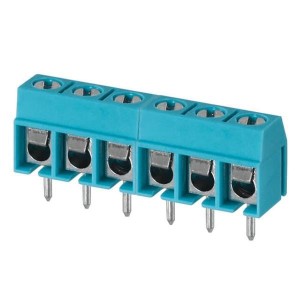 TB002-500-06BE, Фиксированные клеммные колодки Terminal block, screw type, 5.00 , horizontal, 6 poles, CUI Blue, slotted screw, PCB mount