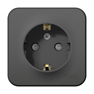 Розетка 1-м ОП Blanca 16А IP20 250В с заземл. защ. шторки с изолир. пластиной антрацит SE BLNRA011116