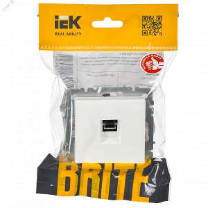 Розетка компьютерная СП RJ45 кат.5E BRITE РК10-БрБ бел. BR-K10-1-K01