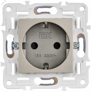 SKANDY Розетка с заземлением с защитными шторками 16А безвинтовое крепление SK-R06Sh шампань IEK SK-R14-16-1-K37