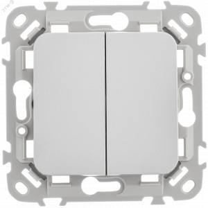 FLITE Выключатель 2-клавишный 10А ВС12-1-0-ФлА алюминий IEK FI-V20-0-10-1-K47