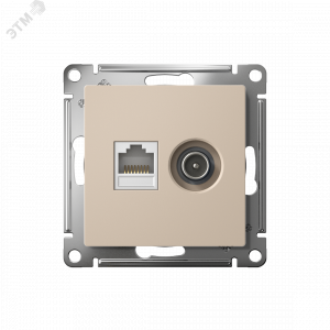 Розетка компьютерная + телевизионная 2-м AtlasDesign RJ45 кат.5E песочн. SE ATN001289