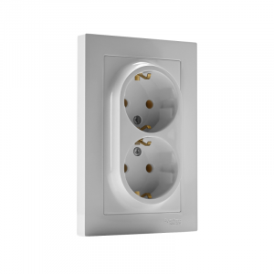 Розетка 2-м СП AtlasDesign 16А IP20 с заземл. в сборе бел. SE ATN000124