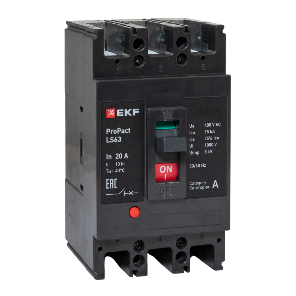 Изображение товара Автоматический выключатель LS63 15кА 3P 20А EKF ProPact для надежной защиты электросетей