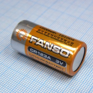 CR123A/S, Li, MnO2 батарея типоразмера 123A, 3В, 1.5Ач, стандартная форма, -40...85 °C