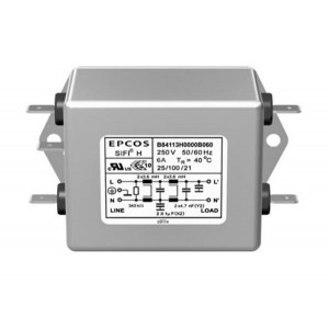 B84113H0000B060, Фильтр линии питания двухпроводный 50Гц/60Гц 6A 250В резьбовая шпилька фланцевое крепление