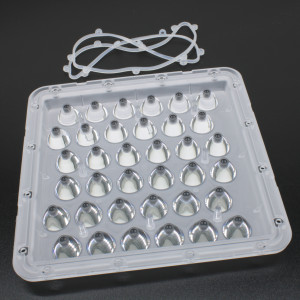 AJHB180D36LED10G, Групповая квадратная линза на 36 светодиодов 3535/3030, эфф=90%, диаграмма 10°, 180x180мм H:16,8мм, PC