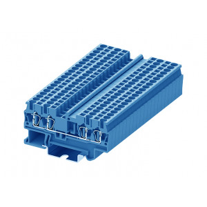 Проходная клемма TC2.5-4-BU, Проходная клемма, 4 точки подключения, тип фиксации провода: пружинный, номинальное сечение: 2,5 мм кв., 24A, 500V, ширина: 5,2 мм, цвет: синий, тип монтажа: DIN35