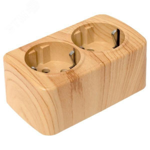 Розетка 2-местная ОП Минск 16А с заземлением светлое дерево EGR16-128-30