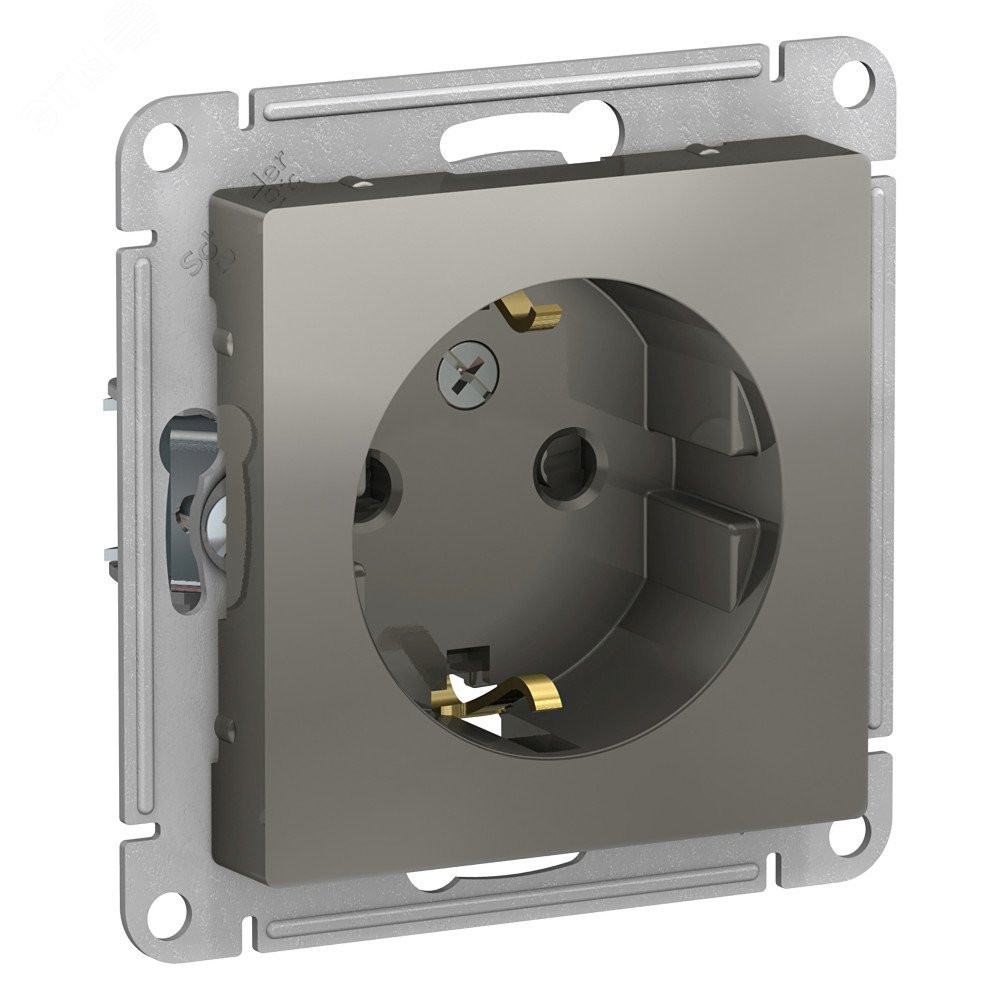 Изображение товара Розетка AtlasDesign 1-м СП с заземлением IP20 стальная 16А для скрытого монтажa
