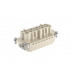 Розеточная контактная вставка HE-032-FS, Розеточная контактная вставка, пружинная фиксация, 32 полюса + PE, типоразмер 32B, 500V, 16A, сечение обслуживаемых проводников 0,14-2,5 мм кв, тип покрытия контактов: серебро