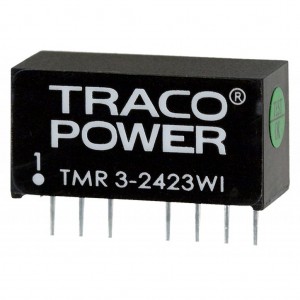 TMR 3-2423WI, Преобразователь DC-DC на печатную плату вход 24В двуполярный выход 15В/-15В 0.1A/-0.1A 3Вт 7-Pin SIP