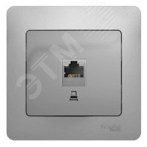 Розетка компьютерная 1-м СП Glossa RJ45 кат.5E механизм алюм. SE GSL000381K