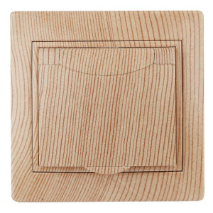 1-203-11 Розетка 2P+E Schuko с крышкой, 16А-250В, IP20, СУ, Plano, сосна (10/100/2500) Б0030065