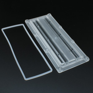 ALHB173DXXLED60G, Групповая прямоугольная линза 2x6 на 12/24/48/64 светодиода 5050/3030/2835, эфф=90%, ~60°, 173x71.4мм H:10,38мм, PMMA