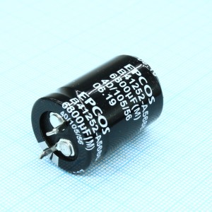 B41252A5688M, Конденсатор алюминиевый электролитический 6800мкФ 25В ±20% (22 X 30мм) защелкиваемые выводы 10мм 2140мА 2000час 105°С россыпь