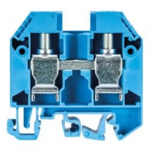 Проходная клемма WKN16/U BL, Проходная клемма, тип фиксации провода: винтовой, номинальное сечение: 16 мм кв., 76A, 800V, ширина: 12 мм, цвет: синий, тип монтажа: DIN35