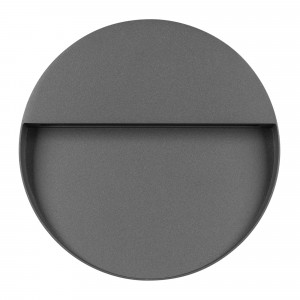 Светильник LGD-TRACE-R215-8W Warm3000 (GR, 60 deg, 230V) 029957, Светодиодный накладной круглый светильник для стен, лестниц, 8Вт. Цвет ТЕПЛЫЙ БЕЛЫЙ 3000K, св.поток 300лм, CRI(Ra)>80, угол 60°, асимметричный свет. Размер Ф215x36мм. Влагозащищенный корпус IP65, алюминий серого цвета. Питание AC230V, 8Вт, встроенный др