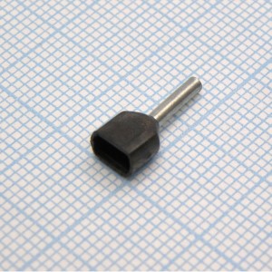 TE  0508 Black, наконечник кабельный торцевой сдвоенный трубчатый с изоляцией, L=14.5/8мм, провод 2х0.5мм2