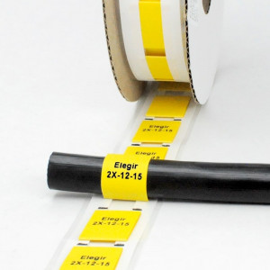 Маркер плоский MFSS-2X-12-15-Y, Маркер термоусадочный, для маркировки и изоляции проводов и кабелей, длина 15 мм, диаметр провода: 6 - 12 мм, цвет желтый, для принтера: RT200, RT230, в упаковке 300 маркеров