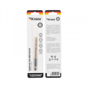 Сверло по металлу, 4мм, Р6М5, ТИТАН, шестигранный хвостовик (1 шт. в упаковке) DIN 338 KR-91-5503