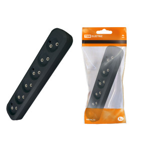 Колодка розеточная 6 гнезд 2П б/з 10А 250В черная SQ1806-0138