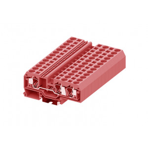 Проходная клемма 210953, Проходная клемма, 3 точки подключения, тип фиксации провода: пружинный, номинальное сечение: 10 мм кв., 57A, 800V, ширина: 10 мм, цвет: красный, тип монтажа: DIN35