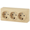 11-2209-11 Розетка 3х2P+E Schuko со шторками, 16A-250В, IP20, ОУ, Эксперт, сосна (6/60/1200) Б0020705