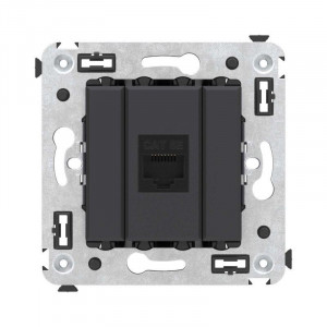 Розетка компьютерная 1-м СП Avanti "Черный матовый" RJ45 кат.5E без шторок механизм 4412663