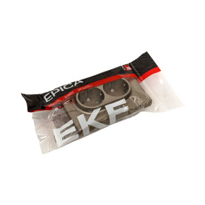 Механизм розетки двойной, 16А, с заземлением, без шторок, с рамкой, шампань Эпика EKF UP1-SOC-210